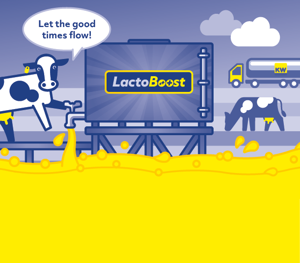 Graphic of cow with Liquid tank